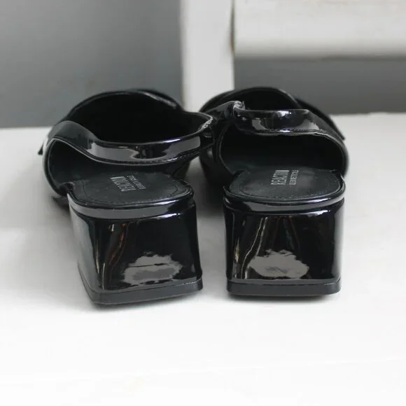 Kenneth Cole Reaction Womens Black Patent Lewis Sling Loafer Block Heels Size 9 - Picture 3 of 8